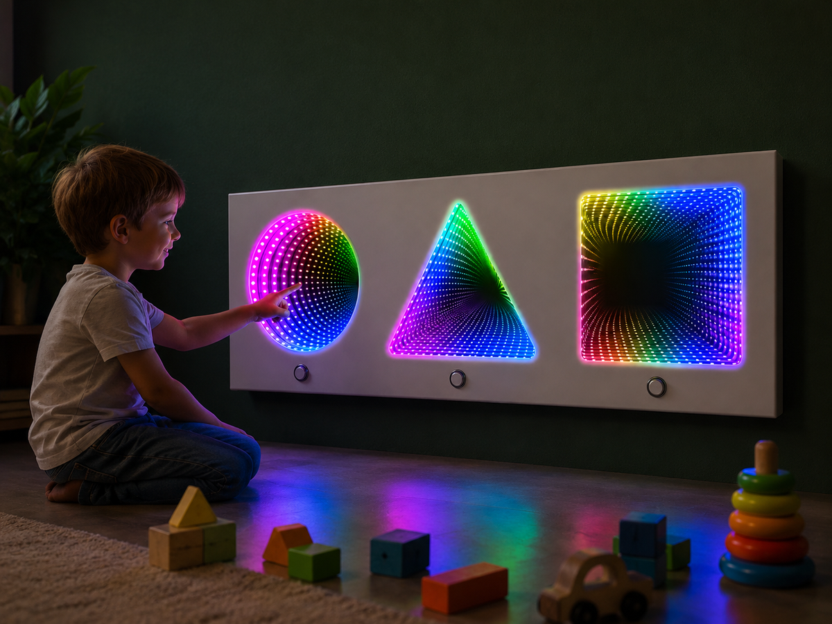 Sensory Wall Panel (Interactive Tactile Light + Infinity Mirror)