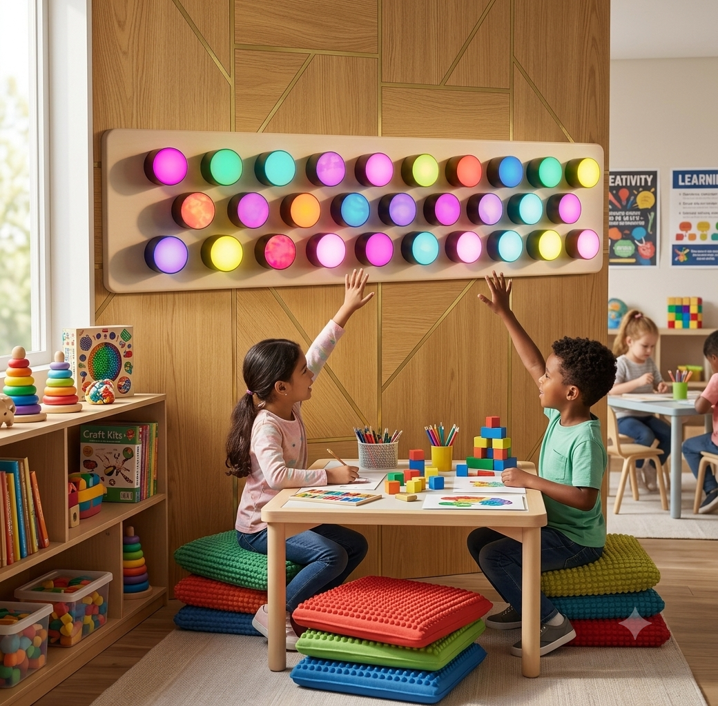 Rotating Light Button Sensory Board