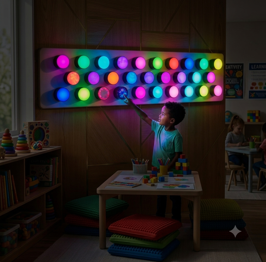 Rotating Light Button Sensory Board